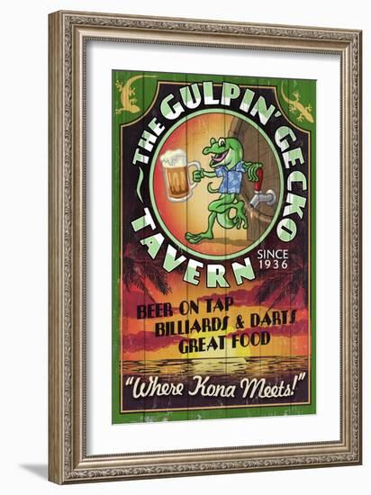 Kona, Hawaii - Gecko Tavern-Lantern Press-Framed Art Print