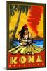 Kona, Hawaii - Hula Girl and Ukulele-Lantern Press-Mounted Art Print