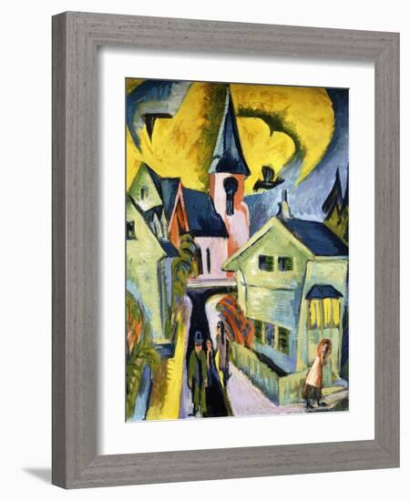 Konigstein with Red Church; Konigstein Mit Roter Kirche, 1916-Ernst Ludwig Kirchner-Framed Giclee Print