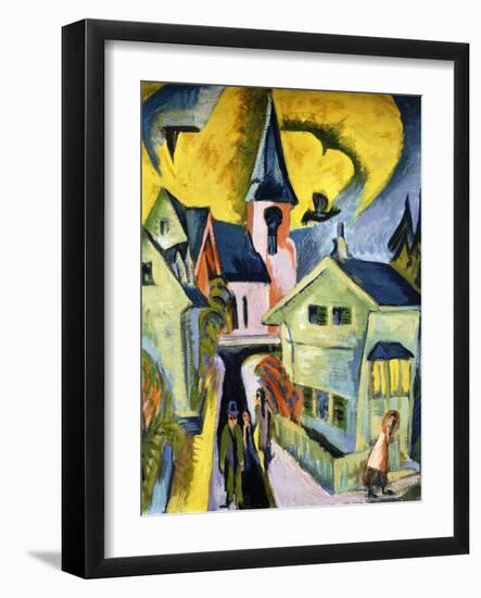 Konigstein with Red Church; Konigstein Mit Roter Kirche, 1916-Ernst Ludwig Kirchner-Framed Giclee Print