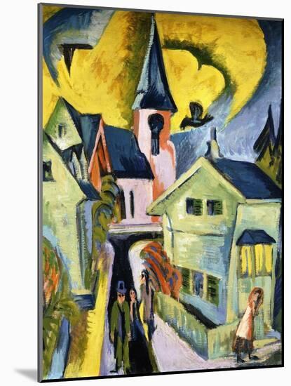 Konigstein with Red Church; Konigstein Mit Roter Kirche, 1916-Ernst Ludwig Kirchner-Mounted Giclee Print