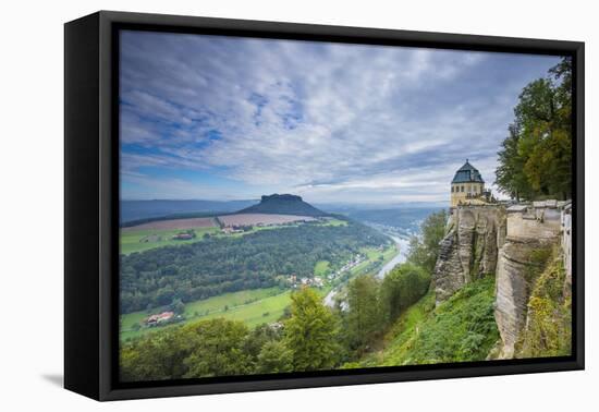 Konnigstein Fortress and Elbe River, Saxon Switzerland National Park, Saxony, Germany-Jon Arnold-Framed Premier Image Canvas