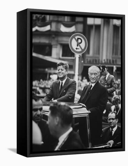 Konrad Adenauer with President John F. Kennedy-John Dominis-Framed Premier Image Canvas