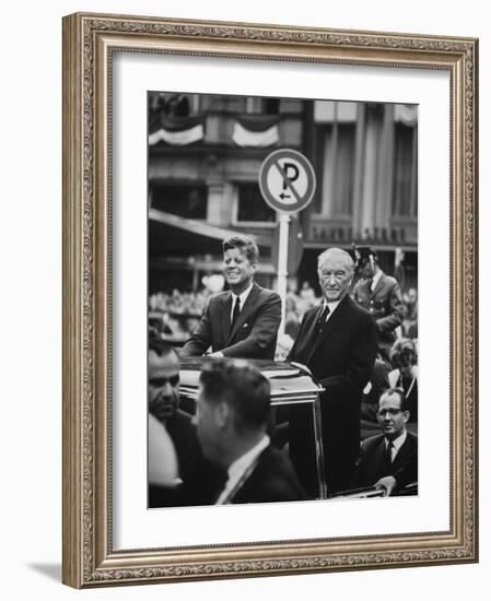 Konrad Adenauer with President John F. Kennedy-John Dominis-Framed Photographic Print