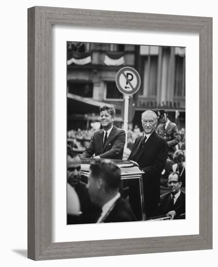 Konrad Adenauer with President John F. Kennedy-John Dominis-Framed Photographic Print