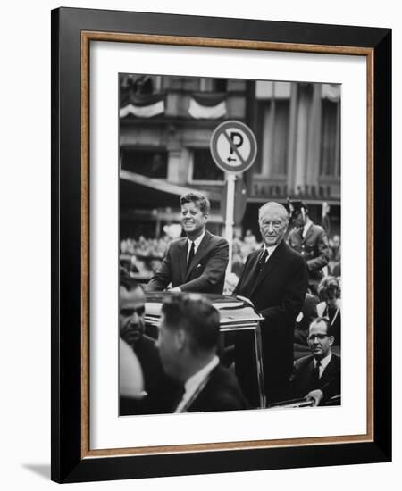 Konrad Adenauer with President John F. Kennedy-John Dominis-Framed Photographic Print