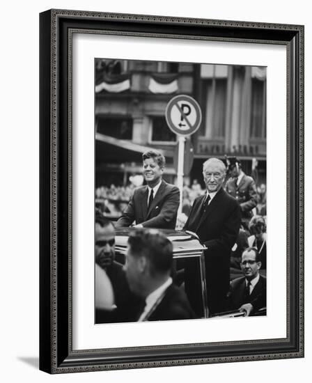 Konrad Adenauer with President John F. Kennedy-John Dominis-Framed Photographic Print