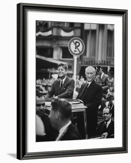 Konrad Adenauer with President John F. Kennedy-John Dominis-Framed Photographic Print