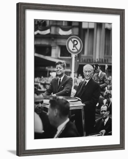 Konrad Adenauer with President John F. Kennedy-John Dominis-Framed Photographic Print