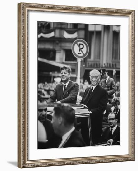 Konrad Adenauer with President John F. Kennedy-John Dominis-Framed Photographic Print