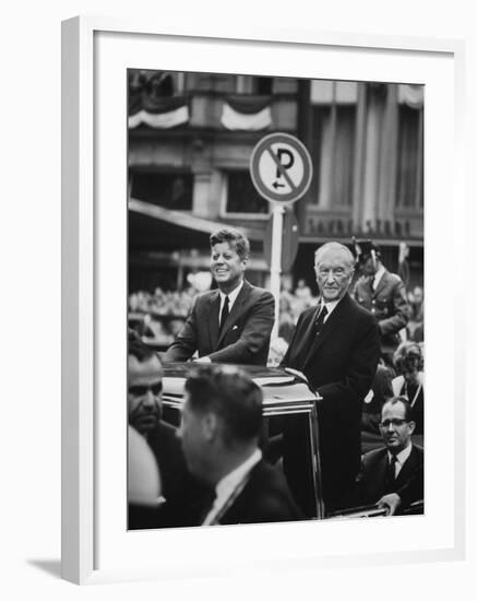 Konrad Adenauer with President John F. Kennedy-John Dominis-Framed Photographic Print