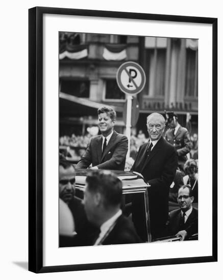 Konrad Adenauer with President John F. Kennedy-John Dominis-Framed Photographic Print