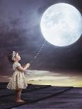 Fairy Portrait of a Little Cute Girl with a Moony Balloon-Konrad B?k-Photographic Print