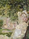 “ Rendez-Vous ” A Couple Lazing during a Summer Party, under the Eyes of Masks Characters Painting-Konstantin Andreevic Somov-Giclee Print
