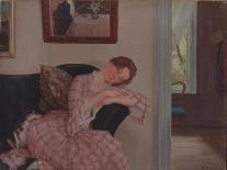 Woman Smoking a Cigarette on a Sofa-Konstantin Andreyevich Somov-Framed Giclee Print