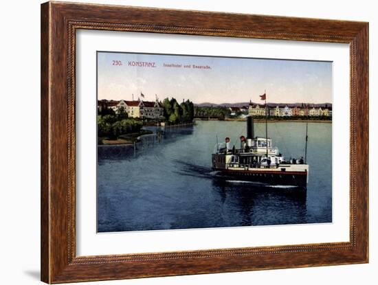 Konstanz Bodensee, Inselhotel Und Seestraße,Dampfer-null-Framed Giclee Print