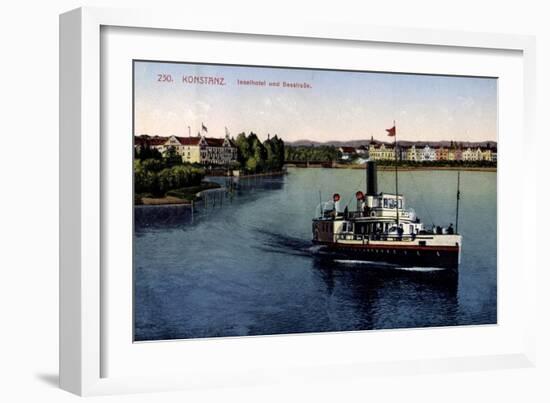 Konstanz Bodensee, Inselhotel Und Seestraße,Dampfer-null-Framed Giclee Print