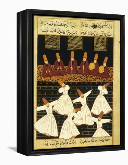 Konya Whirling Dervishes Ritual, 16th Century, Ottoman Miniature of the Anatolian School-null-Framed Premier Image Canvas