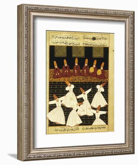 Konya Whirling Dervishes Ritual, 16th Century, Ottoman Miniature of the Anatolian School-null-Framed Giclee Print