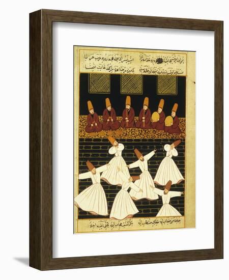 Konya Whirling Dervishes Ritual, 16th Century, Ottoman Miniature of the Anatolian School-null-Framed Giclee Print