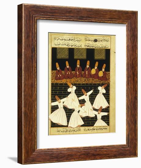 Konya Whirling Dervishes Ritual, 16th Century, Ottoman Miniature of the Anatolian School-null-Framed Giclee Print