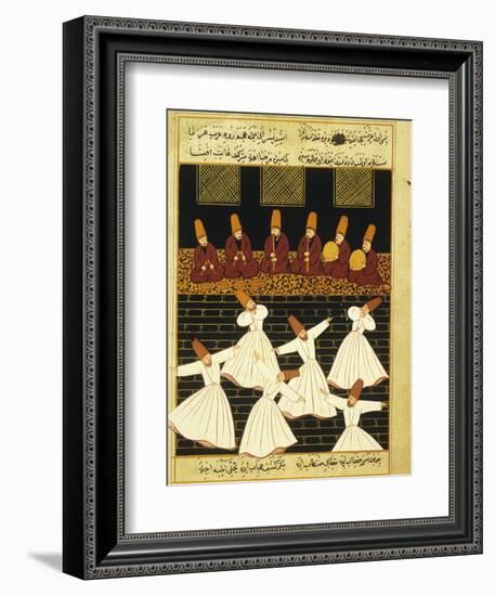 Konya Whirling Dervishes Ritual, 16th Century, Ottoman Miniature of the Anatolian School-null-Framed Giclee Print