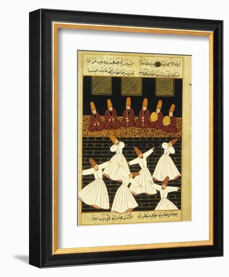 Konya Whirling Dervishes Ritual, 16th Century, Ottoman Miniature of the Anatolian School-null-Framed Giclee Print