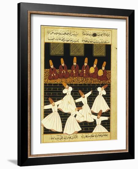 Konya Whirling Dervishes Ritual, 16th Century, Ottoman Miniature of the Anatolian School-null-Framed Giclee Print