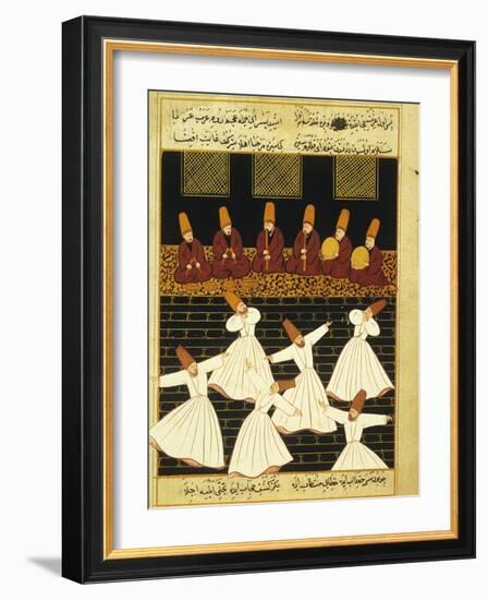 Konya Whirling Dervishes Ritual, 16th Century, Ottoman Miniature of the Anatolian School-null-Framed Giclee Print