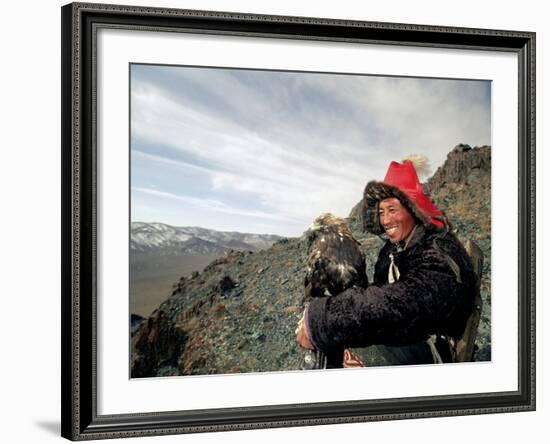 Kook Kook is from Altai Sum, Golden Eagle Festival, Mongolia-Amos Nachoum-Framed Photographic Print