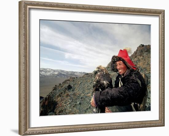 Kook Kook is from Altai Sum, Golden Eagle Festival, Mongolia-Amos Nachoum-Framed Photographic Print