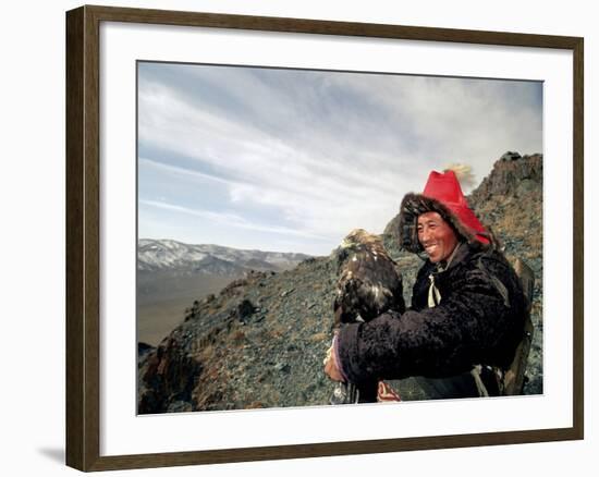 Kook Kook is from Altai Sum, Golden Eagle Festival, Mongolia-Amos Nachoum-Framed Photographic Print