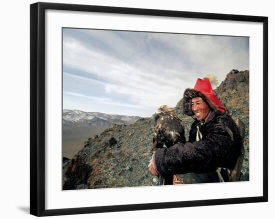 Kook Kook is from Altai Sum, Golden Eagle Festival, Mongolia-Amos Nachoum-Framed Photographic Print