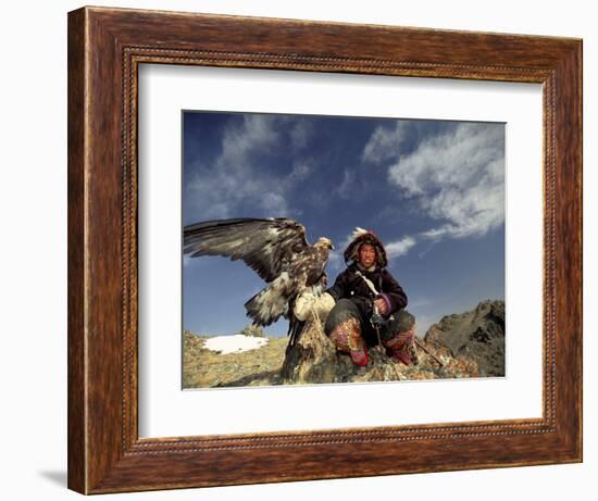 Kook Kook is from Altai Sum, Golden Eagle Festival, Mongolia-Amos Nachoum-Framed Photographic Print