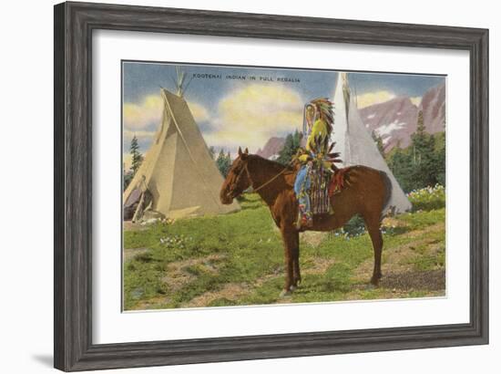 Kootenai Indian and Tepees, Montana-null-Framed Art Print