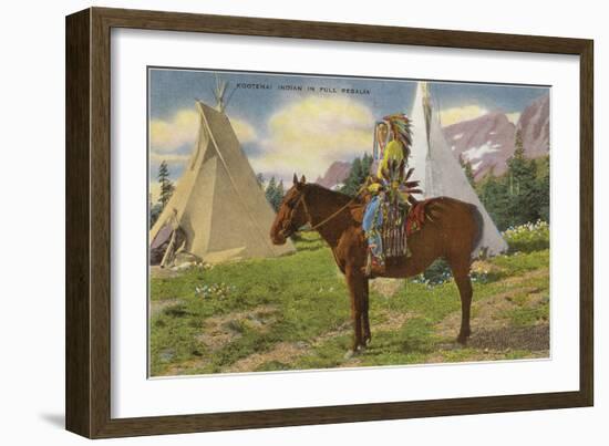 Kootenai Indian and Tepees, Montana-null-Framed Art Print