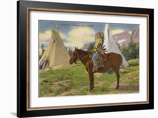 Kootenai Indian and Tepees, Montana-null-Framed Art Print