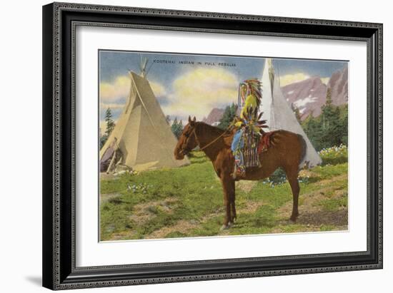 Kootenai Indian and Tepees, Montana-null-Framed Art Print