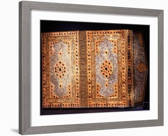 Koran Cover Belonging to Sultan Murad III, Gold with Rubies, Emeralds and Diamonds, 1588-null-Framed Photographic Print