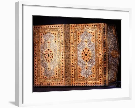 Koran Cover Belonging to Sultan Murad III, Gold with Rubies, Emeralds and Diamonds, 1588-null-Framed Photographic Print