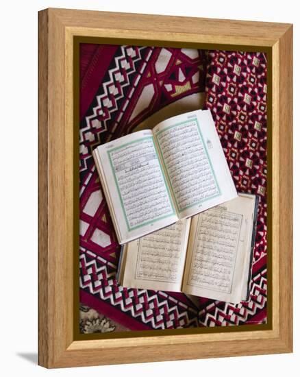 Koran in the Al Minitrib Fort Mosque, Sharqiya Region, Oman-Walter Bibikow-Framed Premier Image Canvas