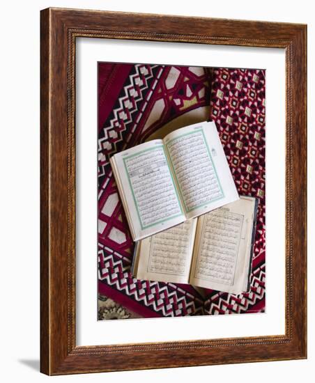 Koran in the Al Minitrib Fort Mosque, Sharqiya Region, Oman-Walter Bibikow-Framed Photographic Print