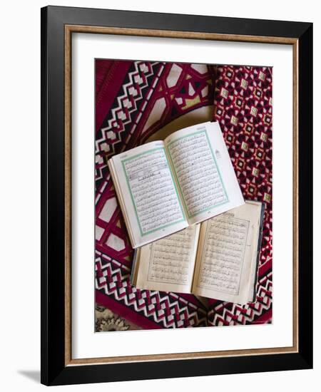 Koran in the Al Minitrib Fort Mosque, Sharqiya Region, Oman-Walter Bibikow-Framed Photographic Print