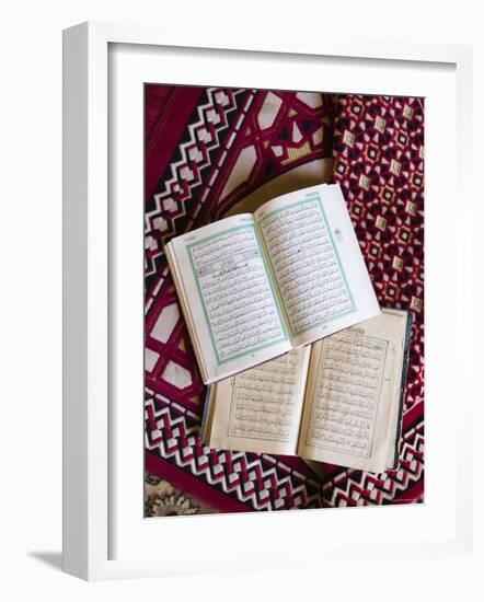 Koran in the Al Minitrib Fort Mosque, Sharqiya Region, Oman-Walter Bibikow-Framed Photographic Print