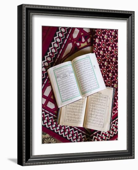 Koran in the Al Minitrib Fort Mosque, Sharqiya Region, Oman-Walter Bibikow-Framed Photographic Print