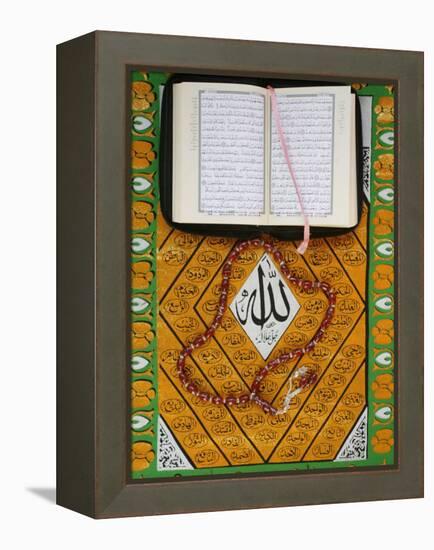 Koran, Rosary and Allah Calligraphy, Paris, France, Europe-Godong-Framed Premier Image Canvas