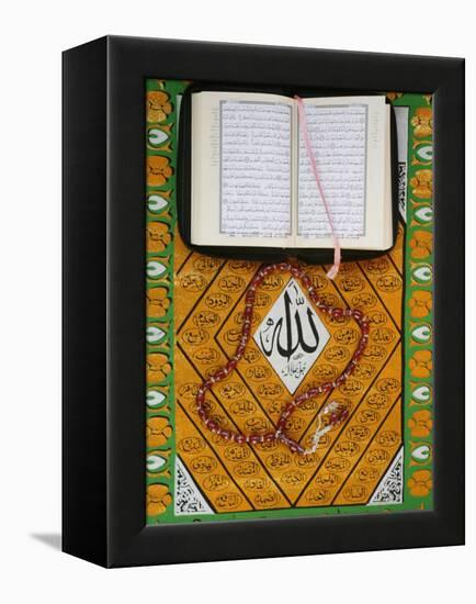 Koran, Rosary and Allah Calligraphy, Paris, France, Europe-Godong-Framed Premier Image Canvas