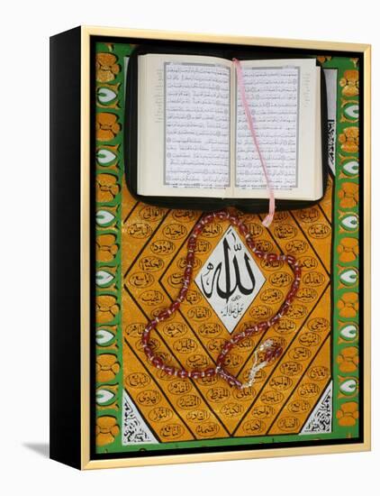 Koran, Rosary and Allah Calligraphy, Paris, France, Europe-Godong-Framed Premier Image Canvas