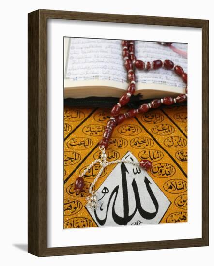 Koran, Rosary and Allah Calligraphy, Paris, France, Europe-Godong-Framed Photographic Print