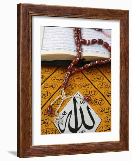 Koran, Rosary and Allah Calligraphy, Paris, France, Europe-Godong-Framed Photographic Print